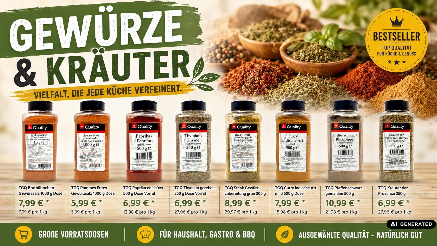 TGQ Gewürze Banner je 500g Brathähnchen Gewürz Pommers...