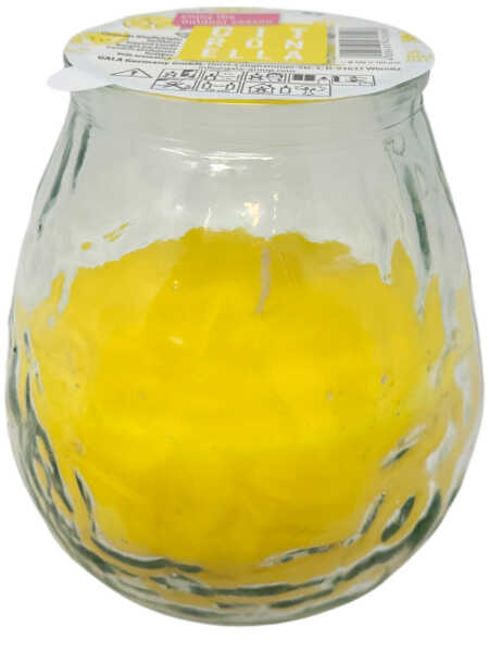 1x Citronella Windlicht Glas Kerze gelb Outdoor Anti Mücken