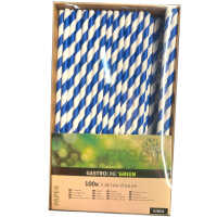 Papier‑Trinkhalme blau‑weiß gestreift 19,7 cm...