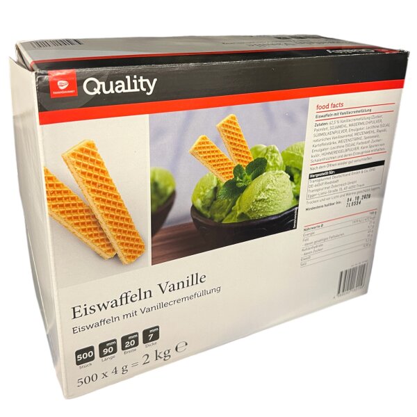 TGQ Eiswaffeln Vanille 500 Stück 2 kg Knusprige Dessertwaffeln mit Vanillegeschmack