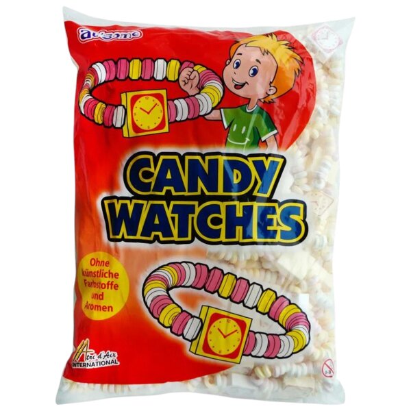 Sweet Stories Traubenzucker Uhren 100 Stück – bunte Retro Süßigkeiten im Vorratsbeutel Candy Watches