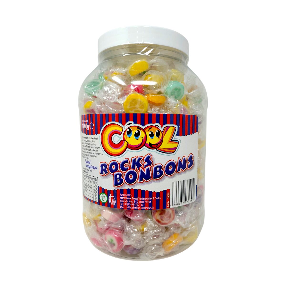 Cool Rocks Bonbons – 1 kg Dose – einzeln verpackte Hartkaramellen im ...