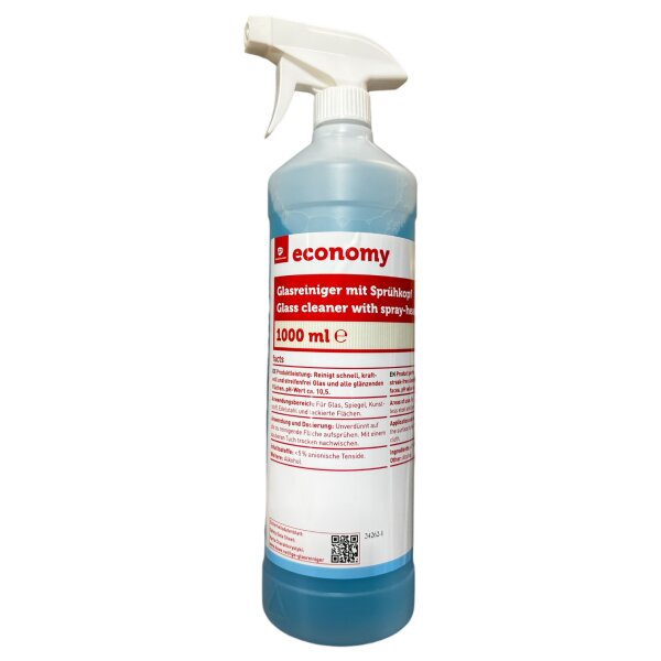 TGE Glasreiniger mit Sprühkopf 1000 ml – Streifenfreier Glasreiniger für Fenster, Spiegel & glatte Oberflächen