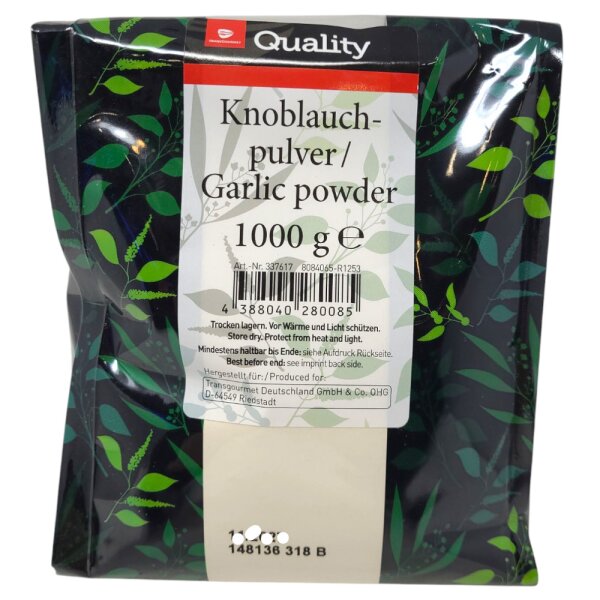 TGQ Knoblauchpulver 1000g Beutel – Knoblauch Gewürz in der 1-kg-Großpackung