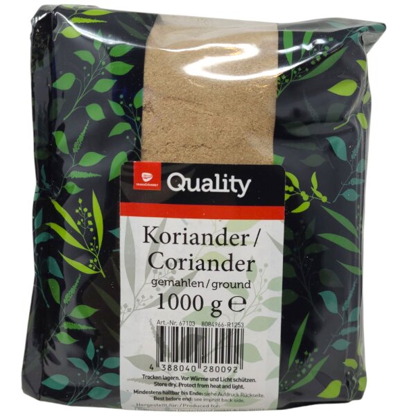 TGQ Koriander gemahlen 1000g Beutel Gewürz Kräuter Kochen Küche Gastro