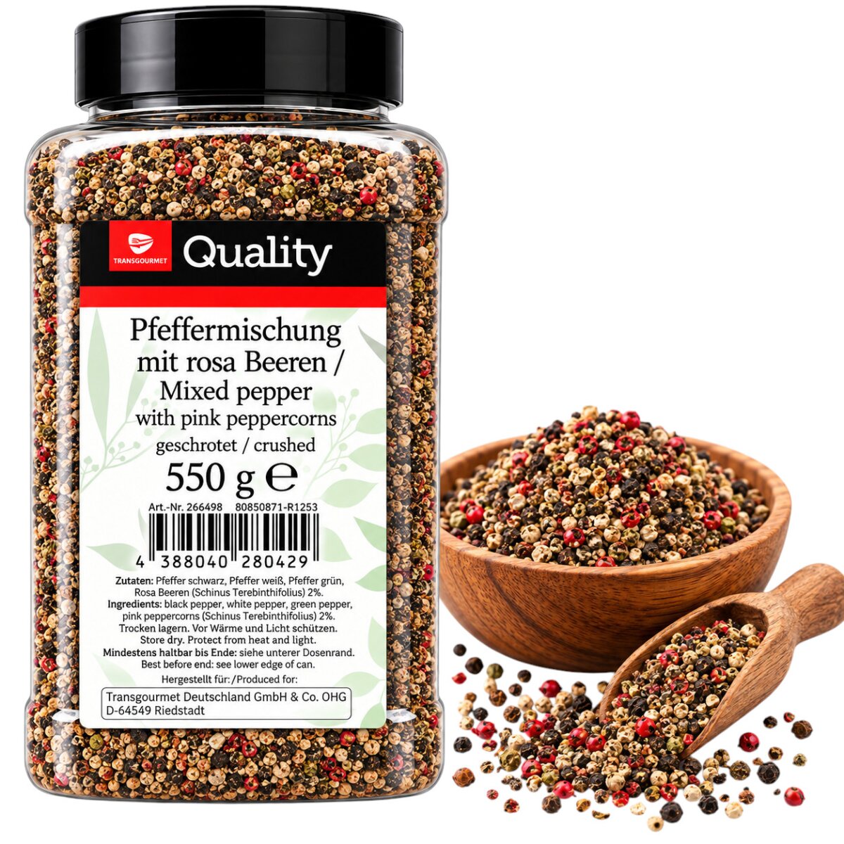 TGQ Pfeffer bunt geschrotet 550g Dose Vorrat Kochen Gewürze Kräuter G, 13,99 €