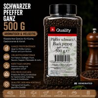 TGQ Pfeffer schwarz ganz 500g Dose Gewürz – Pfefferkörner für Küche & Gastronomie