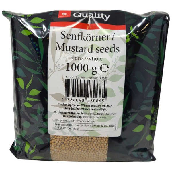 TGQ Senfkörner ganz 1000g Beutel Gewürz Kräuter Kochen Küche Gastro