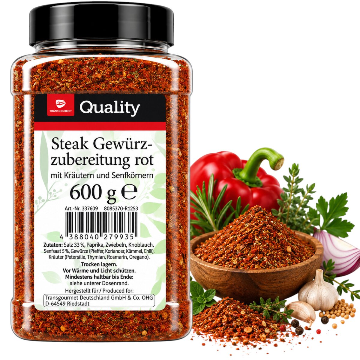TGQ Steak Gewürzzubereitung rot 600g Dose Vorrat Kochen Gewürze Kräut, 7,99 €
