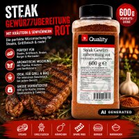 TGQ Steak Gewürzzubereitung rot 600g Dose Gewürz – Würzmischung für Steak & Grillfleisch