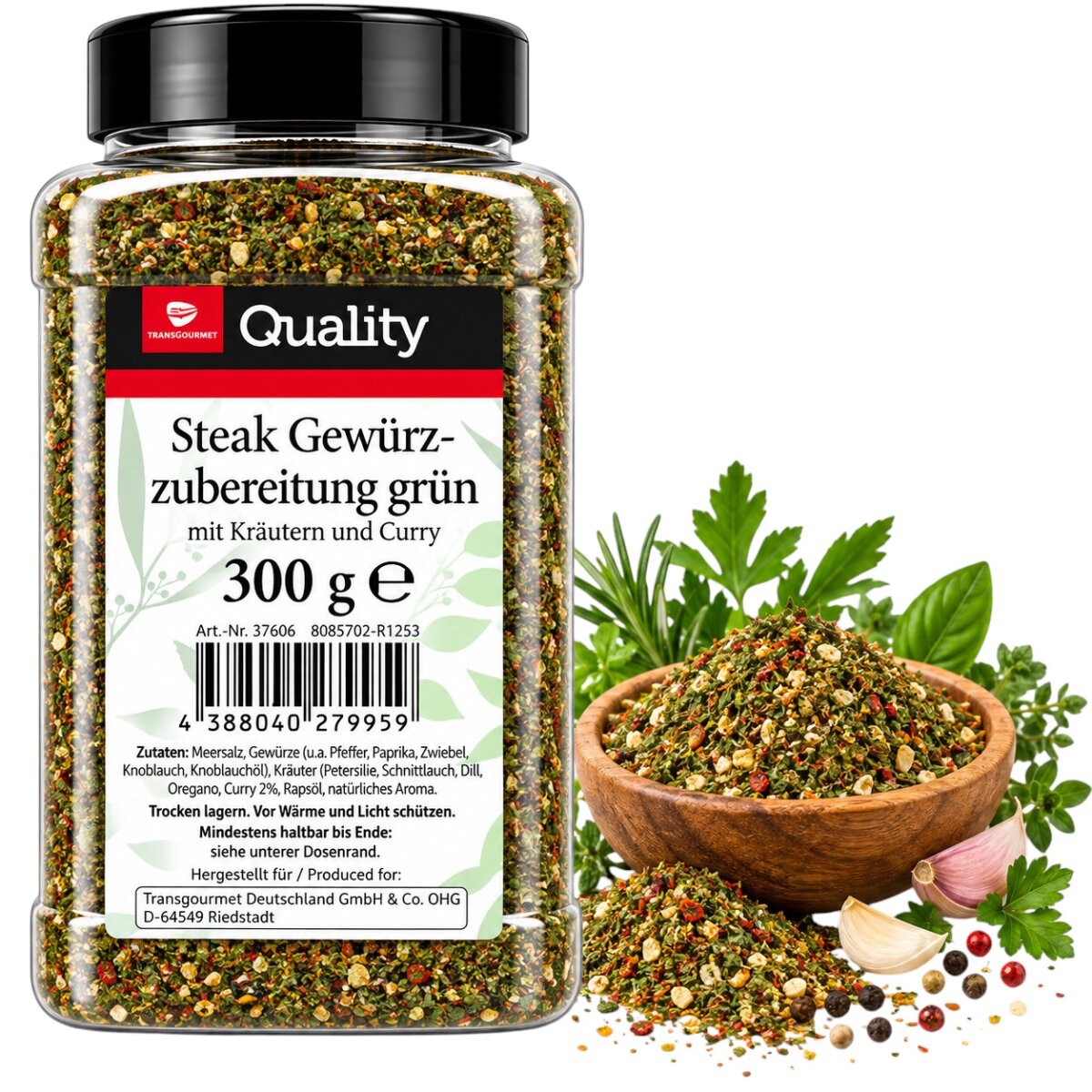 TGQ Steak Gewürzzubereitung grün 300g Dose Vorrat Kochen Gewürze Kräu, 8,99 €