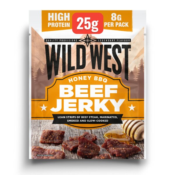 Wild West Honey BBQ Beef Jerky 25g – Süß-würziger Rindfleisch-Snack mit Honig & BBQ-Geschmack