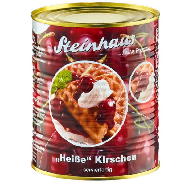 Steinhaus Frucht Konserve Heiße Kirschen servierfertig 850 ml Dessert Eis Topping