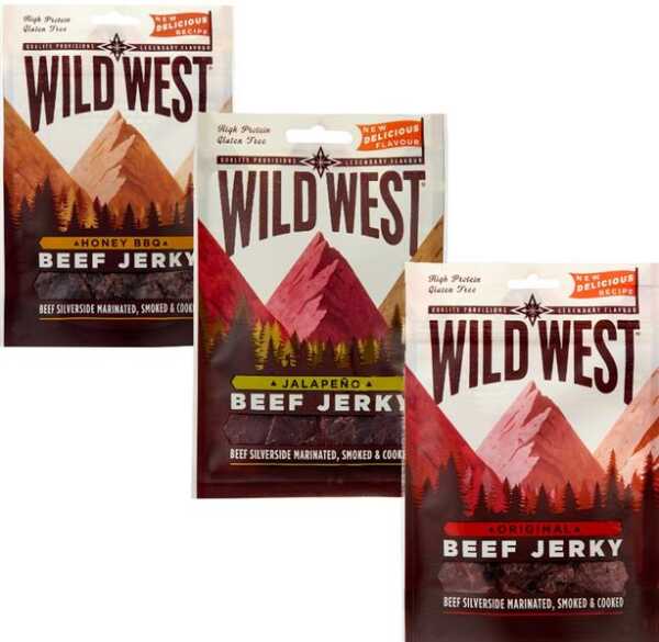 Wild WestBeef Jerky Testpaket Honey BBQ Jalapeno Original 3x 25g