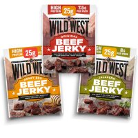 Wild West Beef Jerky Testpaket Honey BBQ Jalapeno...