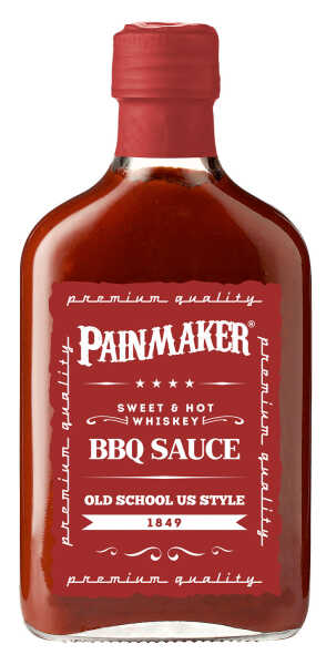 PAINMAKER Sweet & Hot Whiskey BBQ Sauce 195 ml Glasflasche Grillen Marinade