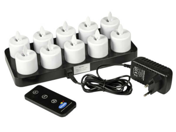 Duni LED Set Moving Flame warm white 10 Stück wiederaufladbar Ladestation Fernbedienung