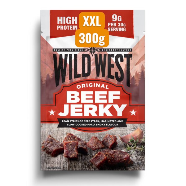 Wild West Beef Jerky Original 300g XXL Pack Trockenfleisch Protein Fitness Snack
