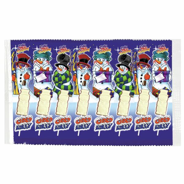 Schneemänner am Stiel 8 Stück Schokolade Lolly Weihnachten 120g