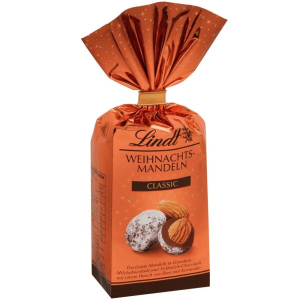 Lindt Weihnachts‑Mandeln Classic 100 g – geröstete Mandeln in edler Vollmilch‑ & Gianduja­schokolade mit Zimt