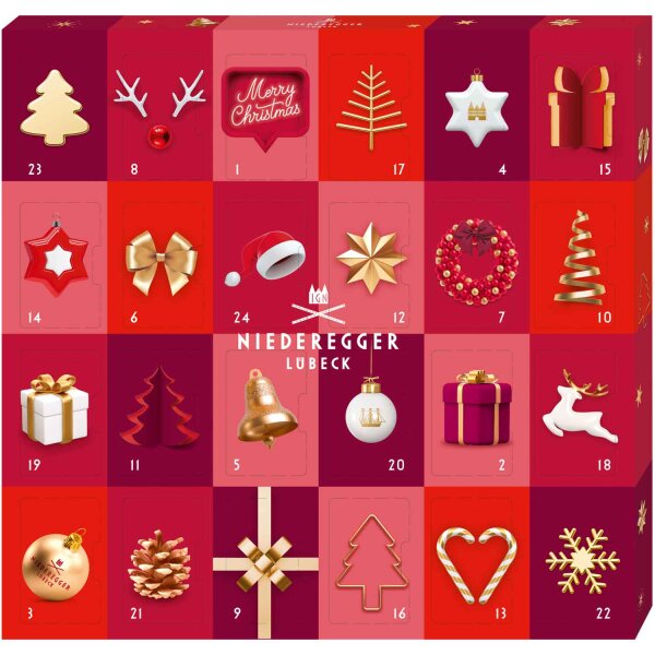 Niederegger Glamour Mini Adventskalender 168g - Marzipan-Vielfalt in edlem Mini-Format