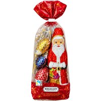 Riegelein Weihnachts-Mischbeutel 100 g – Vollmilchschokolade mit Weihnachtsmann & Schokokugeln Tüte Präsent