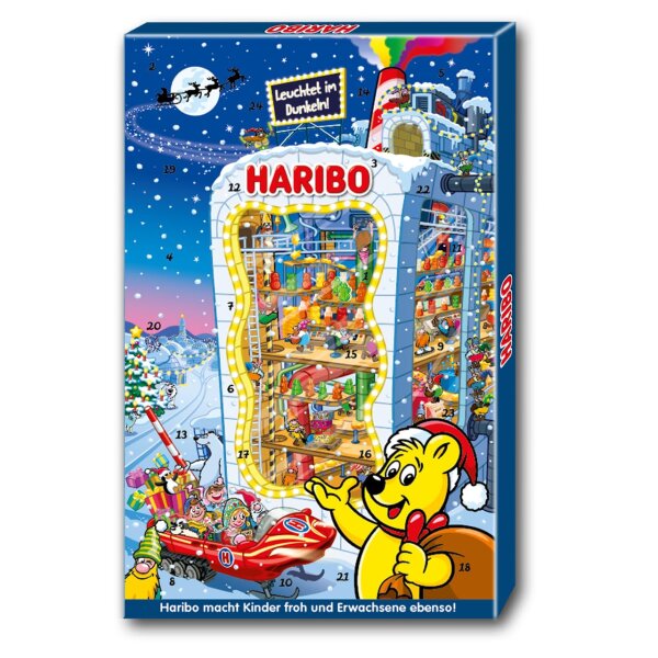 HARIBO Adventskalender mit 24 Mini-Tüten (300g) | Gummibärchen, Fruchtgummi & Maoam | Süßigkeiten Weihnachtskalender für Kinder & Familien – bunte Überraschung bis Heiligabend