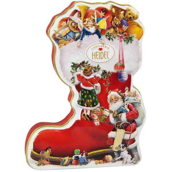 Heidel Weihnachten Stiefeldose Metall gefüllt mit 9 Pralinen (97 g)