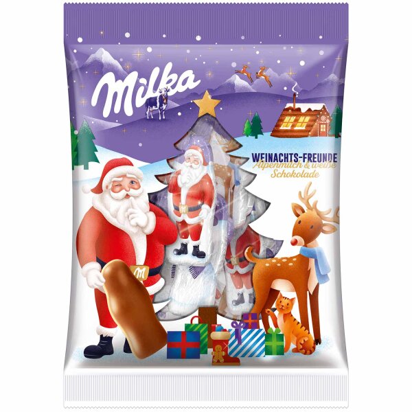 Milka Weihnachts-Freunde 120 g – Weihnachtliche Schokoladenfiguren aus Alpenmilch Schokolade