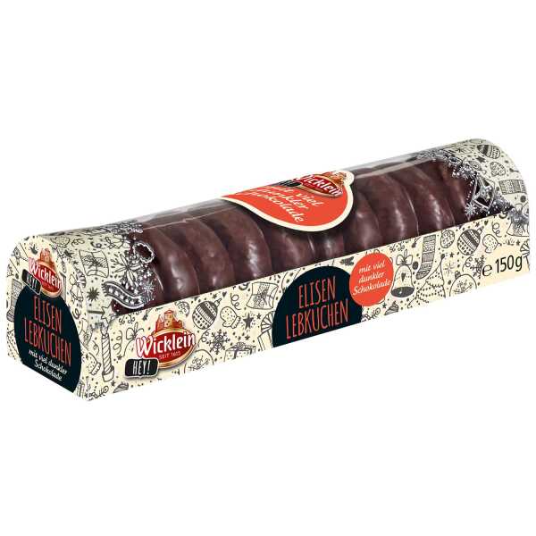 Wicklein Mini Elisen-Lebkuchen Dunkle Schokolade 150 g Nürnberger Premiumgebäck mit Zartbitterschokolade