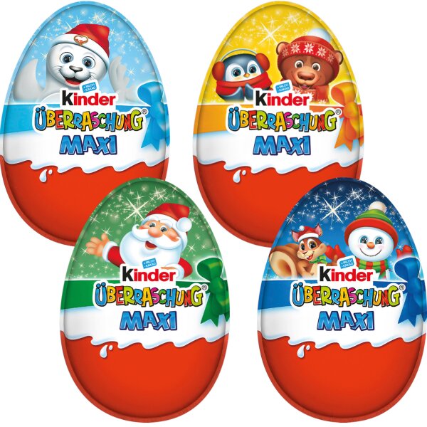 kinder Überraschung Maxi-Ei Classic 100 g – Schoko-Überraschung mit Spielzeug, 4 Designs sortiert