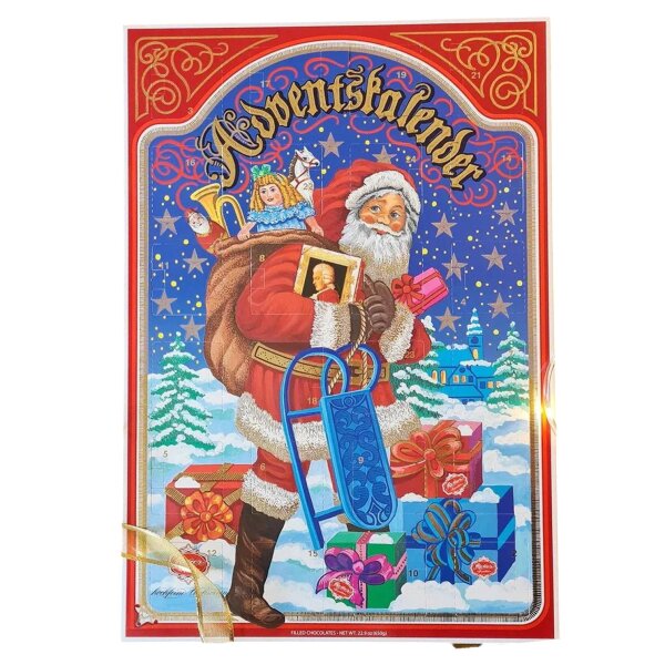 Reber Adventskalender Weihnachtsmann Nostalgie 650g - Adventskalender Schokolade – 24 süße Überraschungen zur Weihnachtszeit