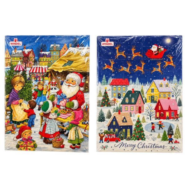 1x Windel Adventskalender 75 g – Schokoladen-Adventskalender in 2 Weihnachtsdesigns