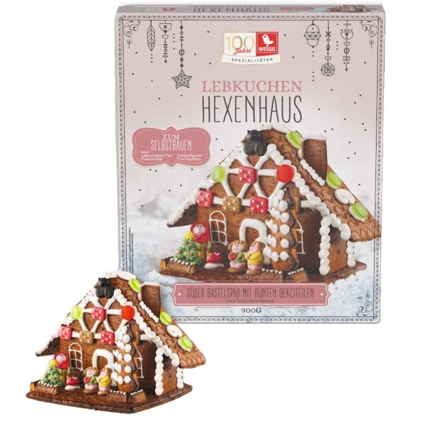 Weiss Lebkuchen Hexenhaus 900g – Bausatz zum Dekorieren & Genießen