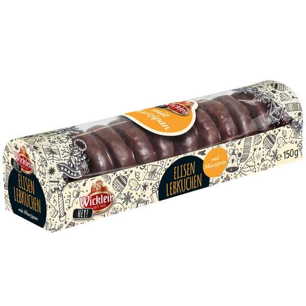 Wicklein Mini Elisen-Lebkuchen Marzipan 150 g Premium-Lebkuchen mit Marzipannote & Zartbitterschokolade