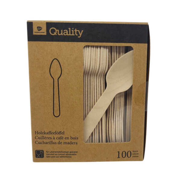 TGQ Holzkaffeelöffel 100 St. Einweg Kaffeelöffel klein 110mm Holzbesteck Essen