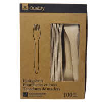TGQ Holzgabeln 100 St. Einweg Gabeln 165mm Holzbesteck...