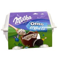 Milka Löffel Ei Oreo 4 x 32 g – 4 Eier aus Alpenmilch-Schokolade mit Oreo-Creme