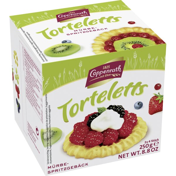 Coppenrath Mürbe Spritzgebäck Torteletts 250 g – Knusprige Tortelettböden aus feinem Mürbeteig