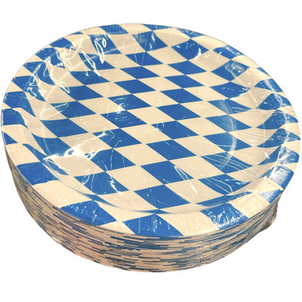 Pappteller Oktoberfest 23 cm 50 Stück Bayerische Raute Tisch Teller Deko