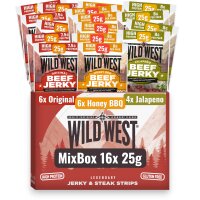 Wild West Beef Jerky Mix Box 16er – Original, Honey...
