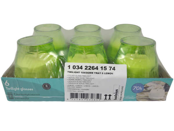 6x Bolsius Windlicht Twilight Kerze Outdoor grün Limette Glaswindlicht Gartenlicht