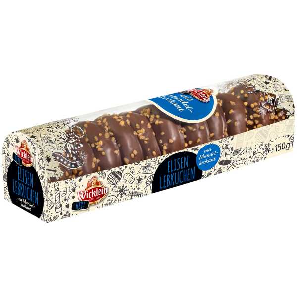 Wicklein Mini-Elisen-Lebkuchen Mandelkrokant 150g Vollmilch Schoko Nürnberger Lebkuchen