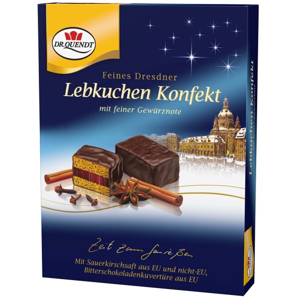 Dr. Quendt Feines Dresdner Lebkuchen-Konfekt 130 g – Mit Kirschgelee und Bitterschokolade