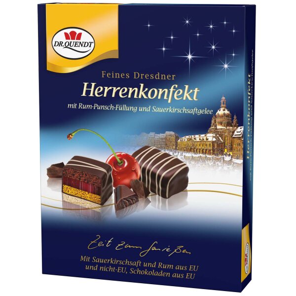 Dr. Quendt Feines Dresdner Herrenkonfekt 160 g – Lebkuchen mit Kirschgelee, Rum-Punsch und Schokolade