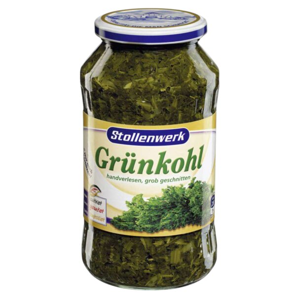Stollenwerk Grünkohl 420 g – handverlesen & grob geschnitten im Glas
