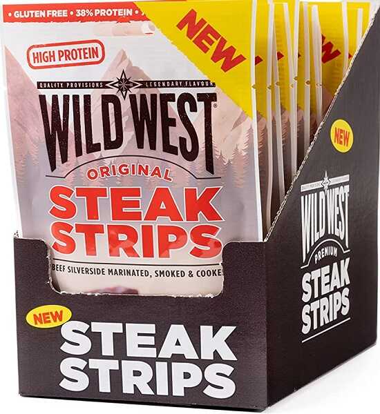 16x Wild West Steak Strips Beef Jerky ORIGINAL 60g