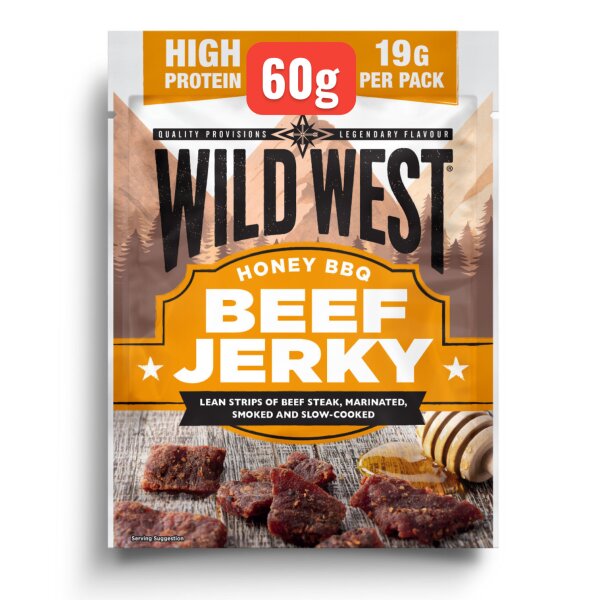 Wild West Honey BBQ Beef Jerky 60g – Süß-würziger Rindfleisch-Snack mit Honig & BBQ-Geschmack