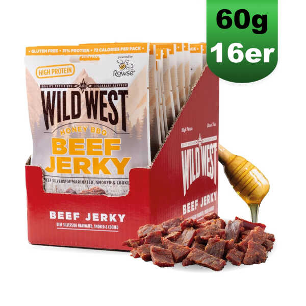 Wild West Beef Jerky Honey BBQ 16x 60g Trockenfleisch