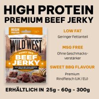 16x Wild West Honey BBQ Beef Jerky 60g – Süß-würziger Rindfleisch-Snack mit Honig & BBQ-Geschmack